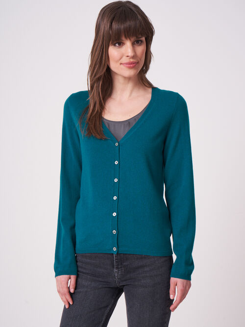 Basic fijngebreid vest met V-hals van biologisch cashmere