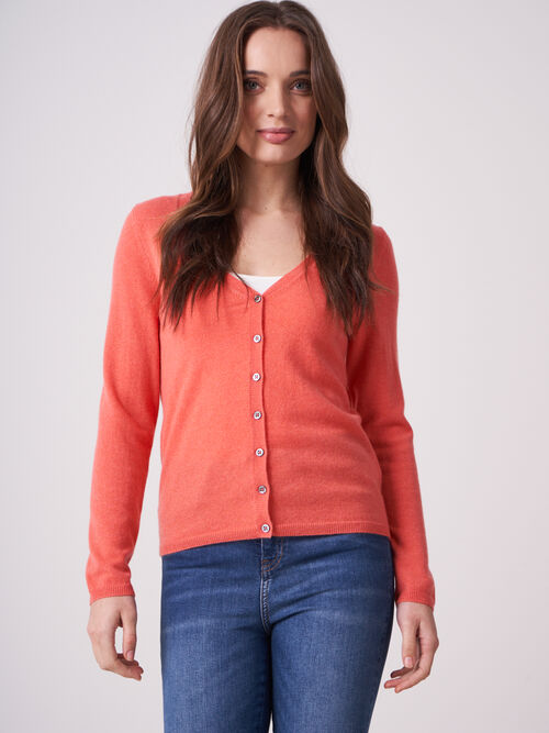 Basic fijngebreid vest met V-hals van biologisch cashmere