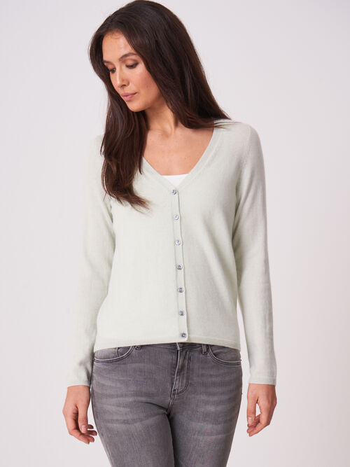 Basic fijngebreid vest met V-hals van biologisch cashmere