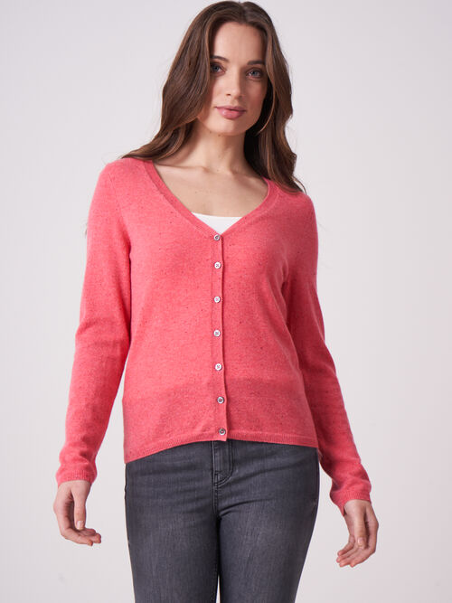 Basic fine knit organic cashmere V-neck cardigan