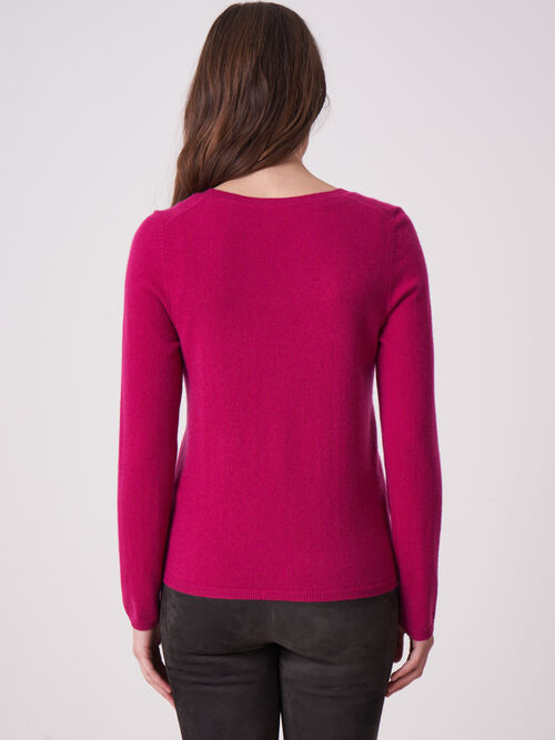 Cardigan à col V en cachemire organique