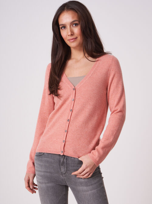 Basic fijngebreid vest met V-hals van biologisch cashmere