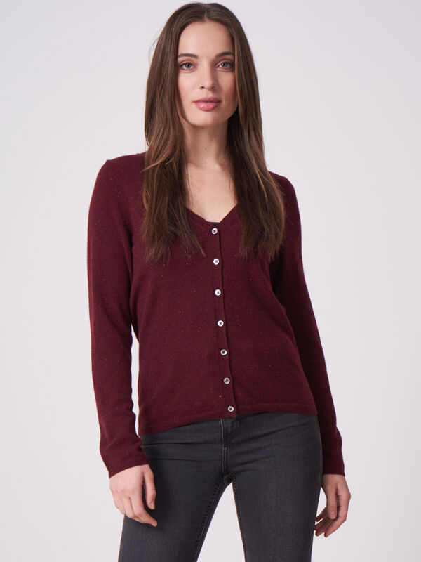 Basic fine knit organic cashmere V-neck cardigan image number 0