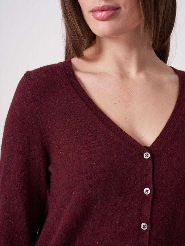 Basic fine knit organic cashmere V-neck cardigan image number 2