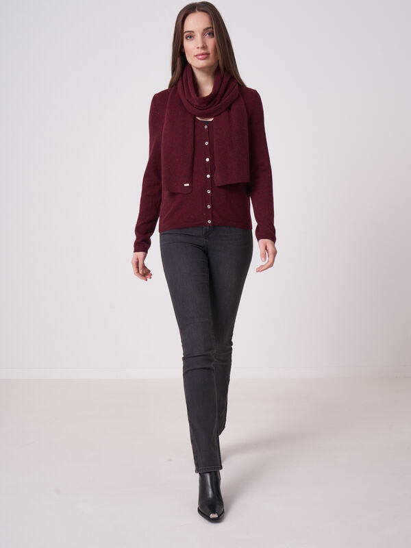 Basic fine knit organic cashmere V-neck cardigan image number 3