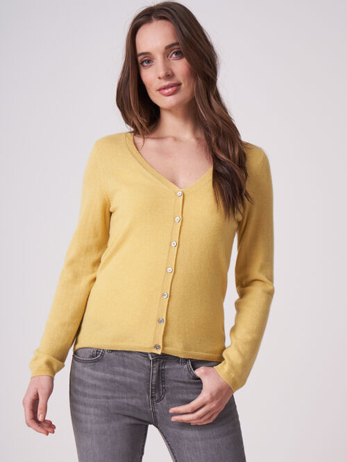 Basic fijngebreid vest met V-hals van biologisch cashmere