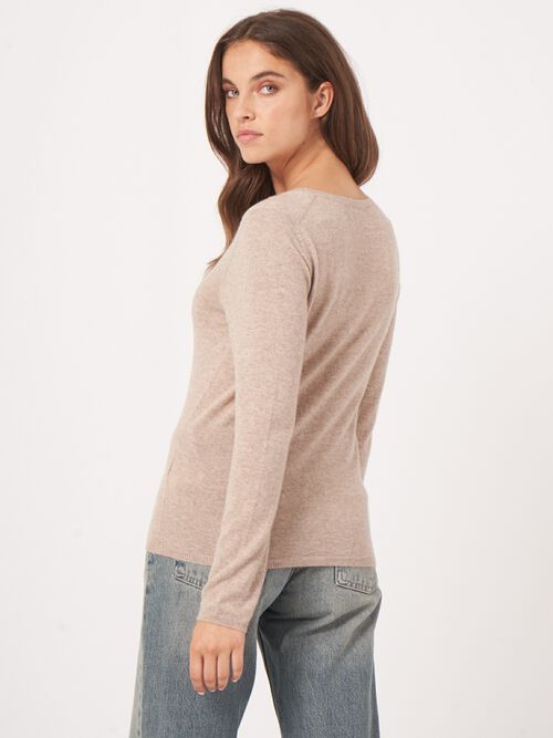 Basic  V-hals trui van cashmere wolmix