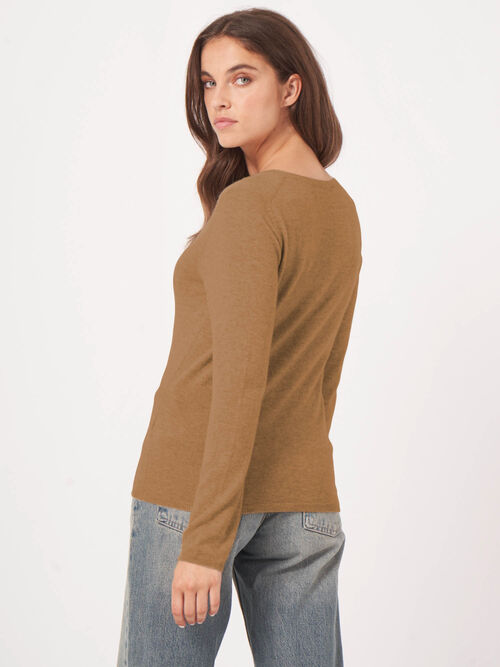 Basic  V-hals trui van cashmere wolmix