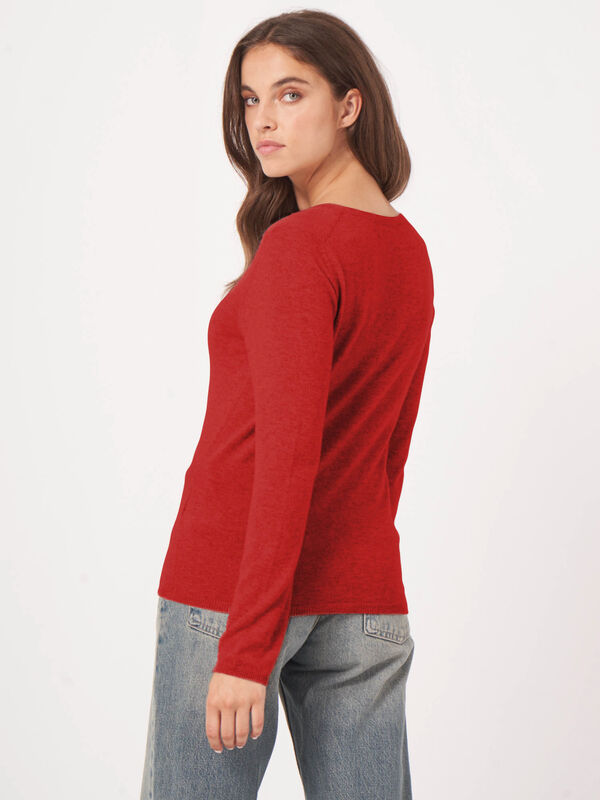 Basic  V-hals trui van cashmere wolmix image number 1