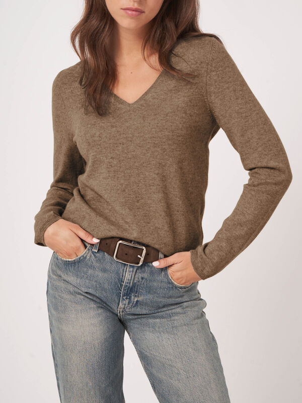 Basic V-Pullover aus Kaschmir-Woll-Mischung image number 2