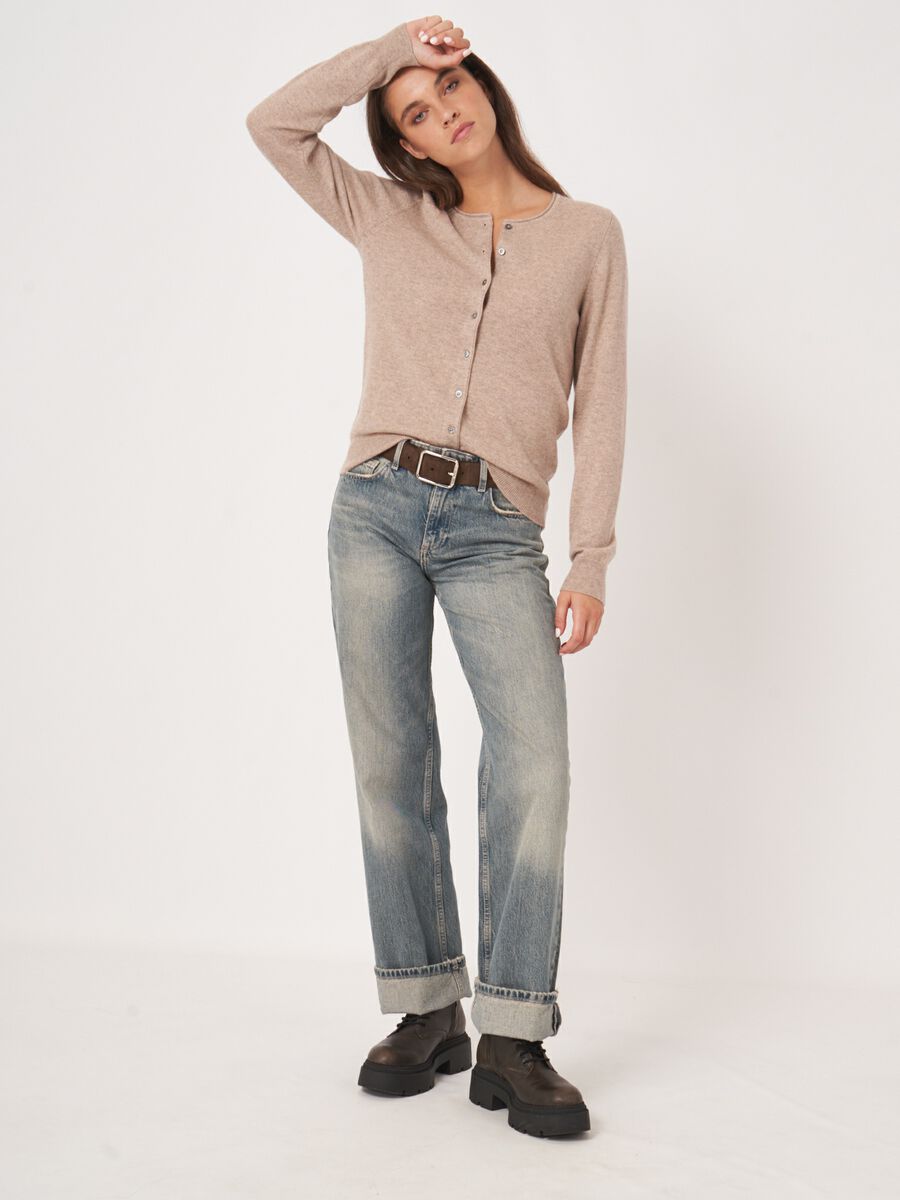Basic vest met ronde hals van cashmere wolmix image number 0