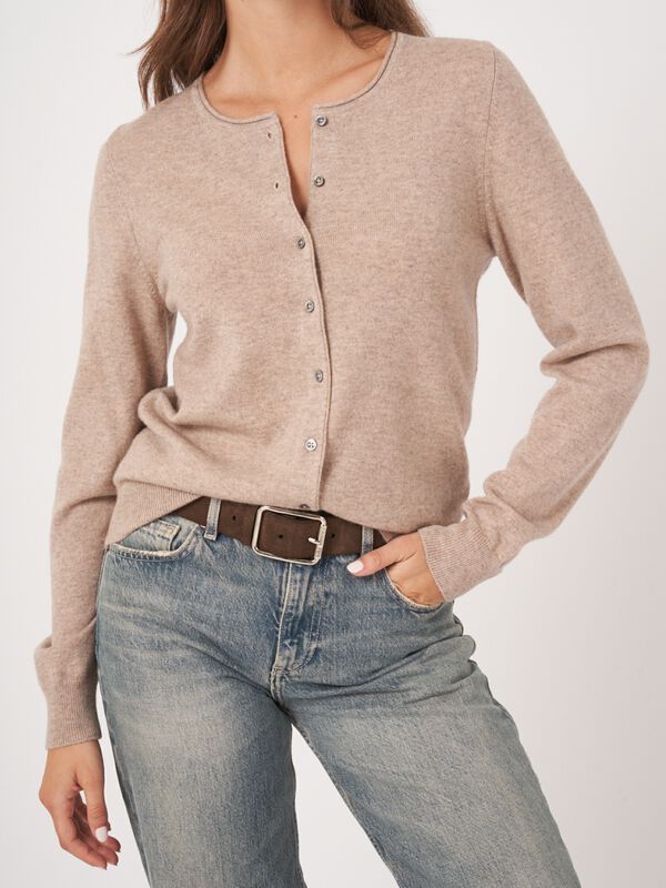 Basic vest met ronde hals van cashmere wolmix image number 2