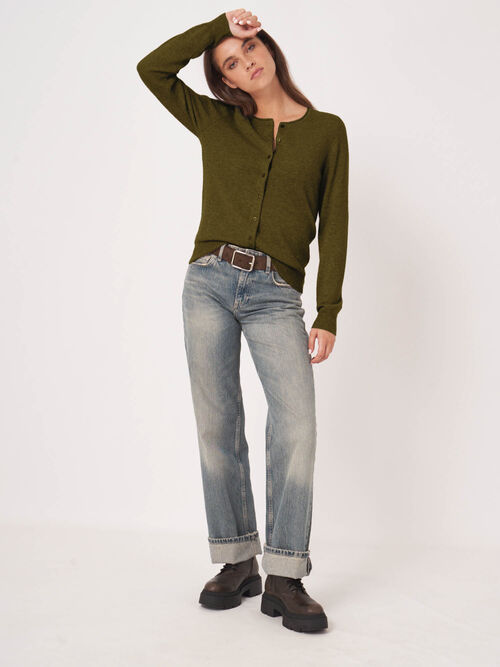 Basic vest met ronde hals van cashmere wolmix