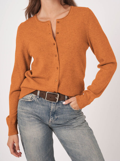 Basic vest met ronde hals van cashmere wolmix