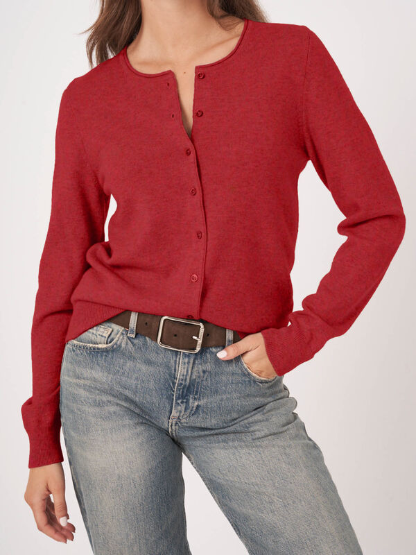 Basic vest met ronde hals van cashmere wolmix image number 0