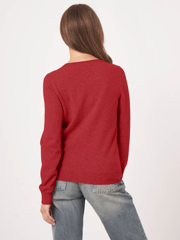 Basic Rundhals-Strickjacke aus Kaschmir-Woll-Mischung image number 4