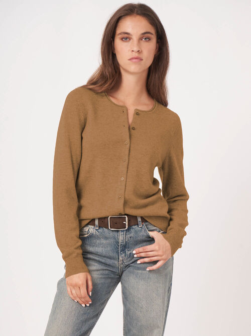 Basic vest met ronde hals van cashmere wolmix