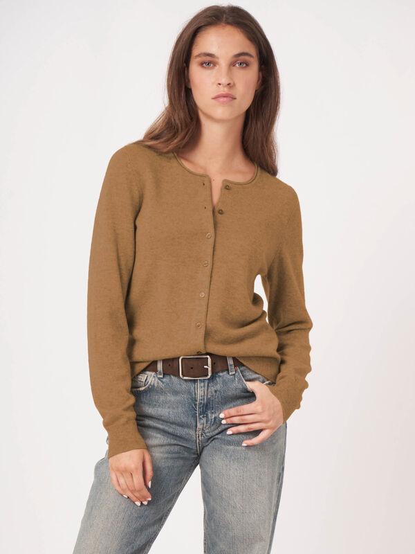 Basic Rundhals-Strickjacke aus Kaschmir-Woll-Mischung image number 0