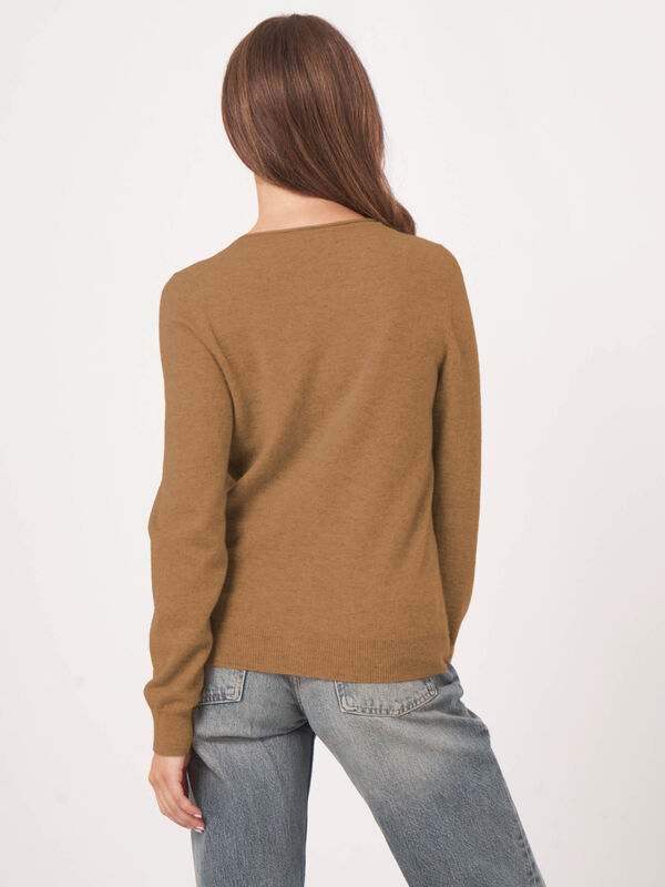 Basic Rundhals-Strickjacke aus Kaschmir-Woll-Mischung image number 4