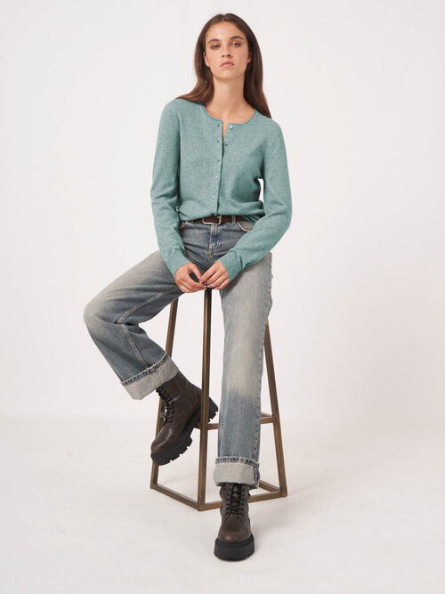 Basic vest met ronde hals van cashmere wolmix