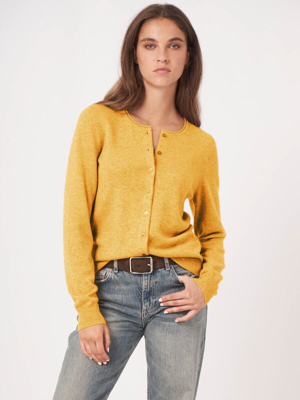 Basic Rundhals-Strickjacke aus Kaschmir-Woll-Mischung image number 0