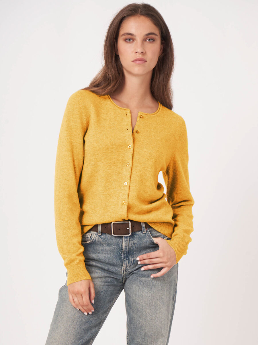 Basic Rundhals-Strickjacke aus Kaschmir-Woll-Mischung image number 0