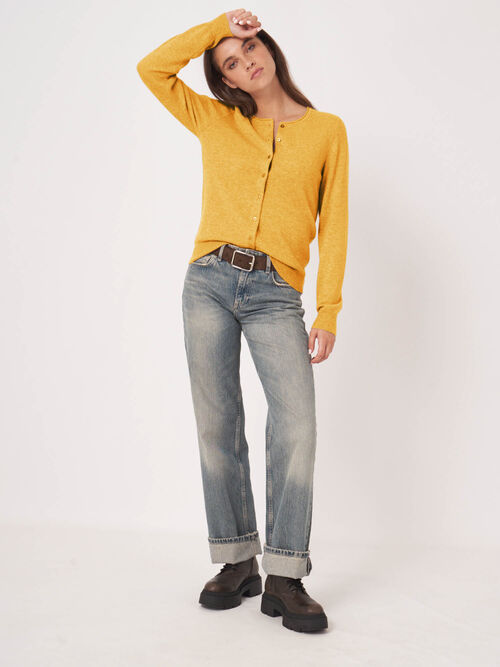 Basic vest met ronde hals van cashmere wolmix