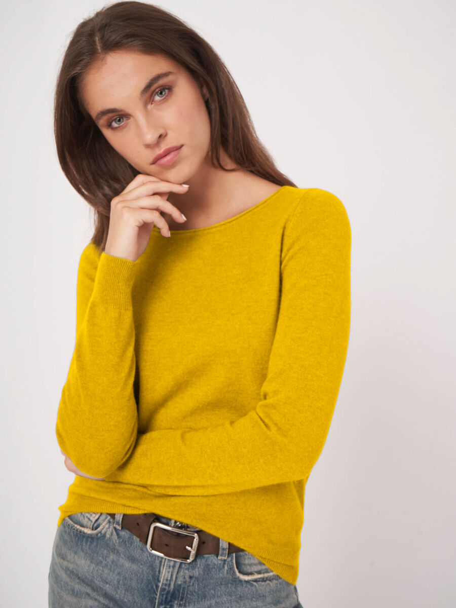 Basic cashmere blend boatneck sweater image number 1