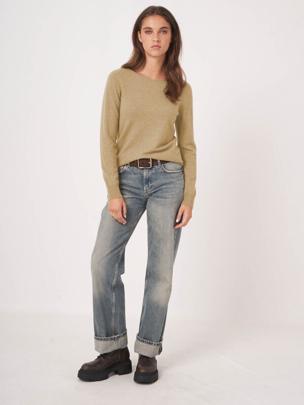 Basic trui met boothals van cashmere wolmix image number 4