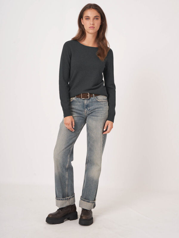 Basic U-Boot-Ausschnitt-Pullover aus Kaschmir-Woll-Mischung image number 4