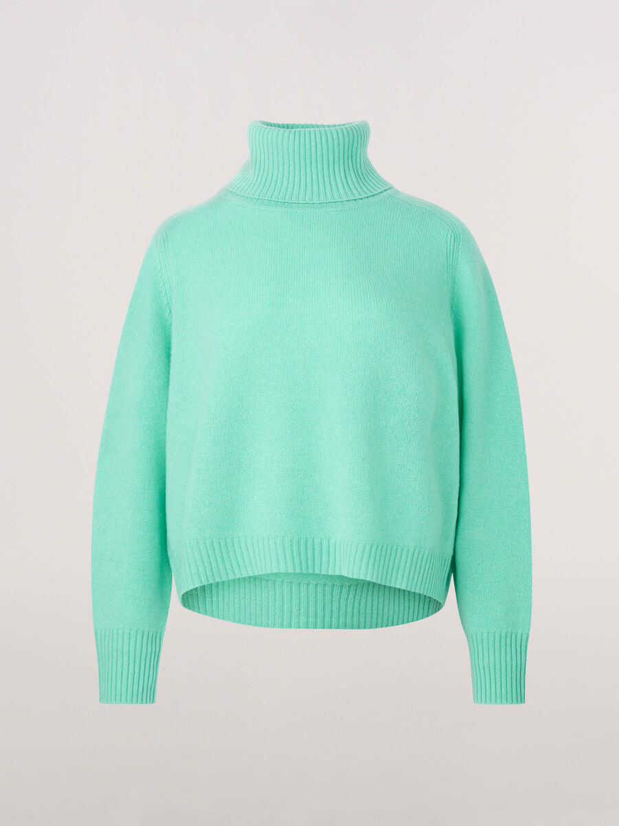High neck boxy cashmere sweater image number 0