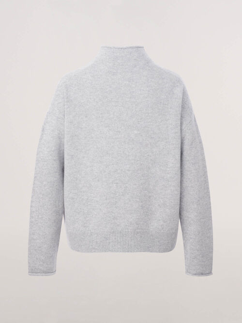 Organic cashmere sweater with stand collar