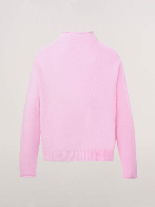 Organic cashmere sweater with stand collar