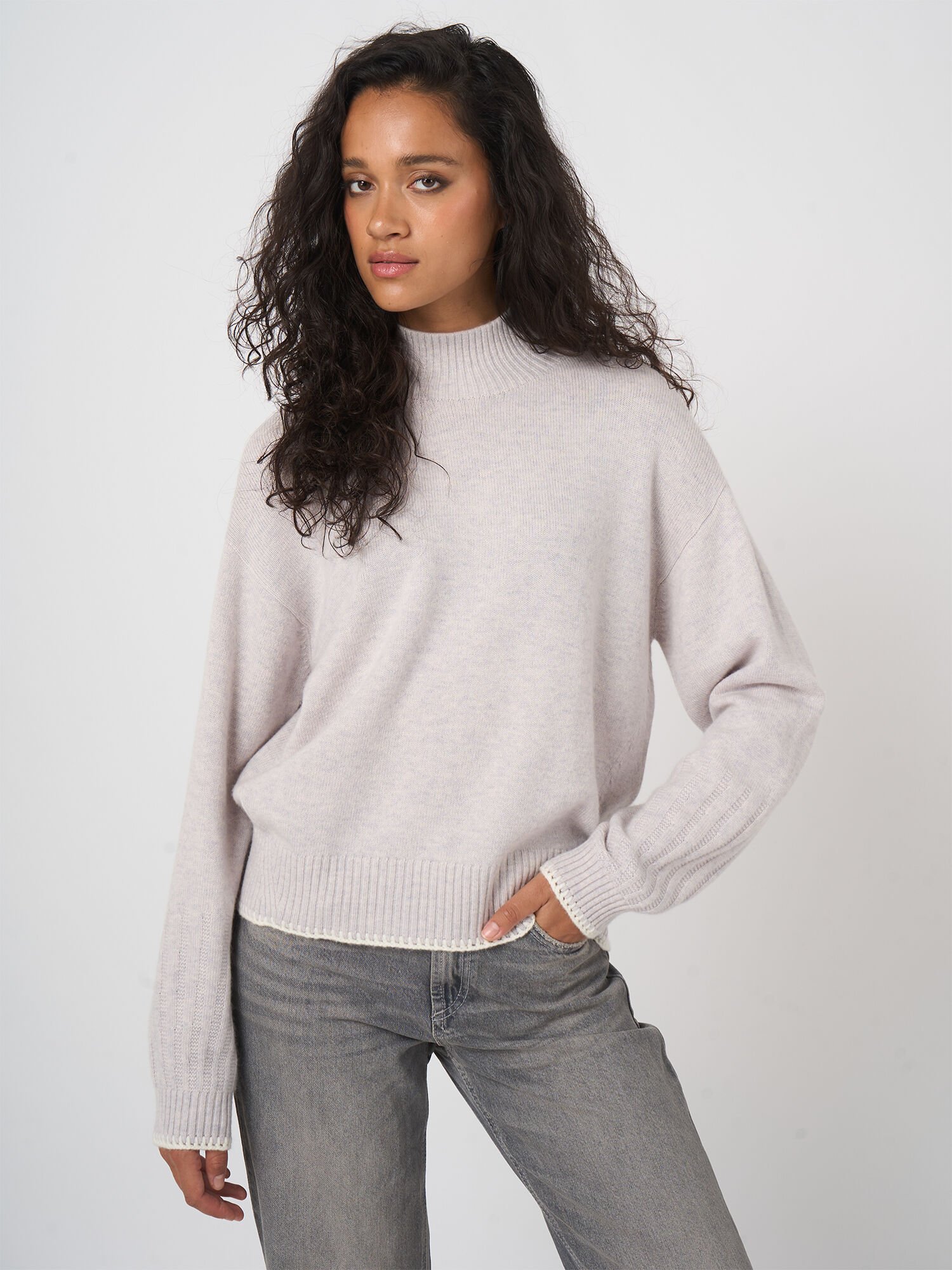 REPEAT cashmere REPEAT Limited Edition - casual trui met gehaakte details