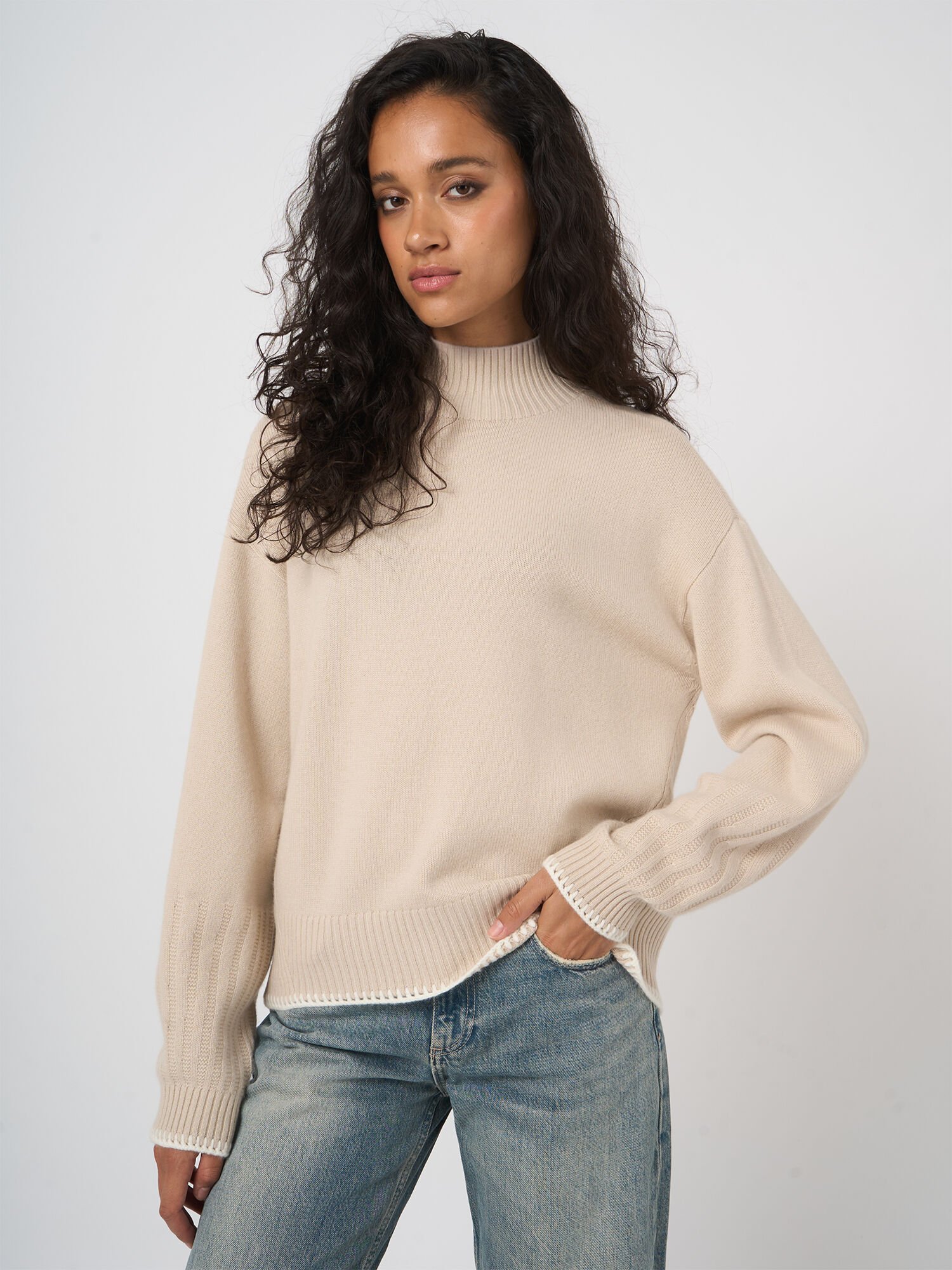 REPEAT cashmere REPEAT Limited Edition - casual trui met gehaakte details