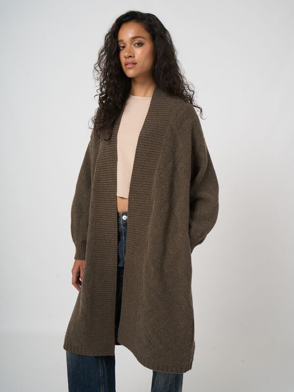 REPEAT Limited Edition - offener Cardigan mit Puffärmeln image number 1