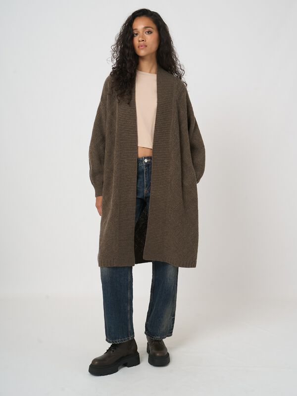 REPEAT Limited Edition - offener Cardigan mit Puffärmeln image number 2