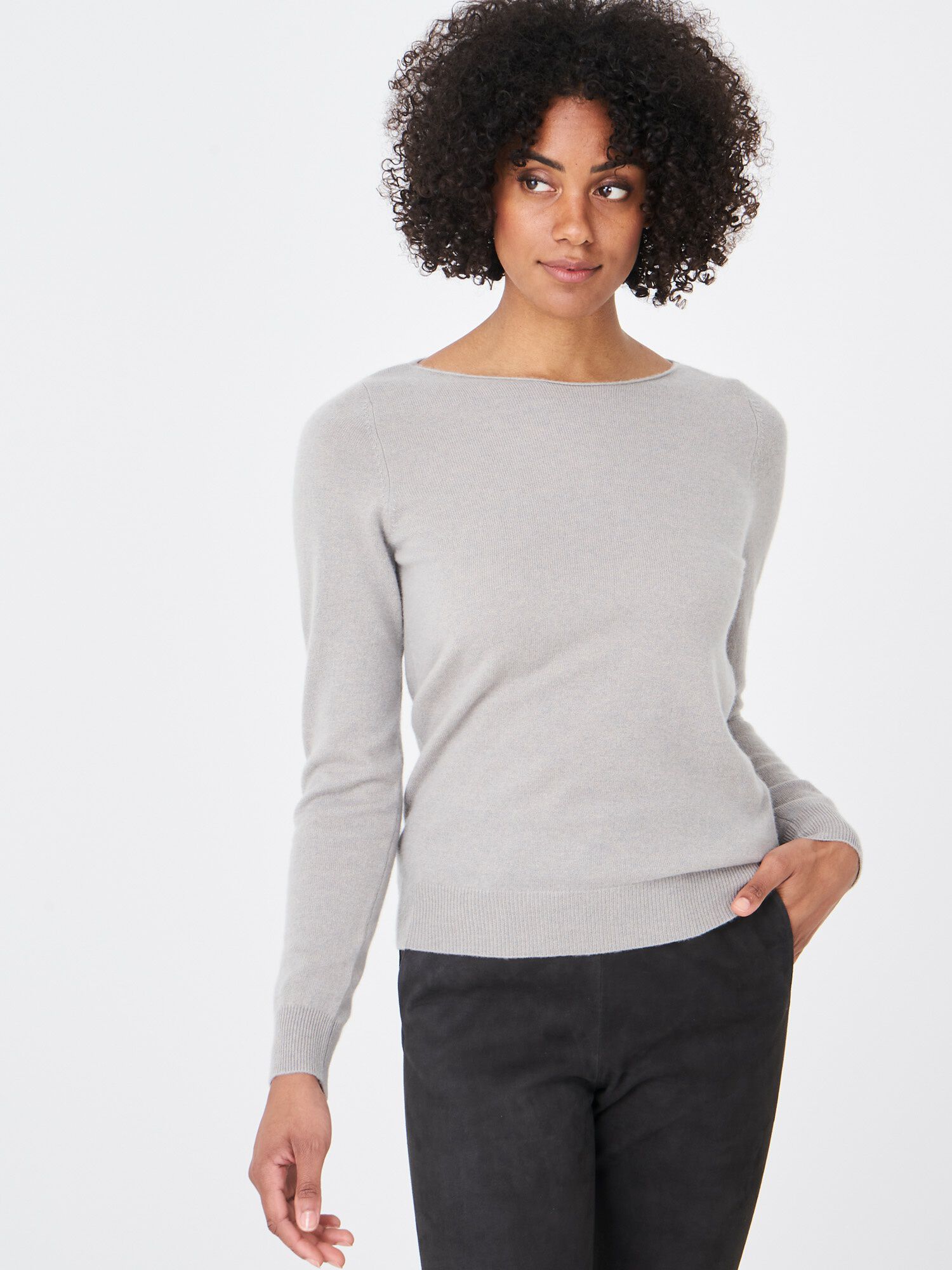 Cashmere trui met boothals