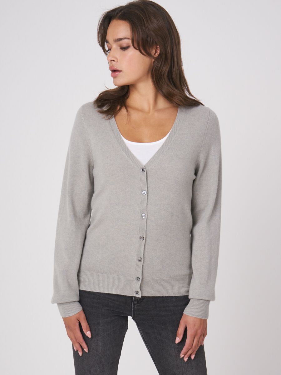 Basic pure cashmere cardigan with V-neck image number 0