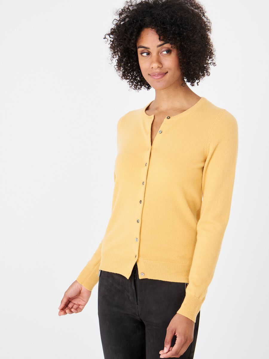 Basic pure cashmere cardigan with round neck image number 0