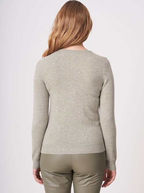 Basic pure cashmere cardigan with round neck