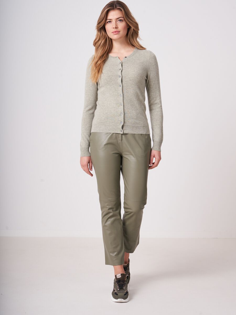 Basic organic cashmere cardigan with round neck image number 3