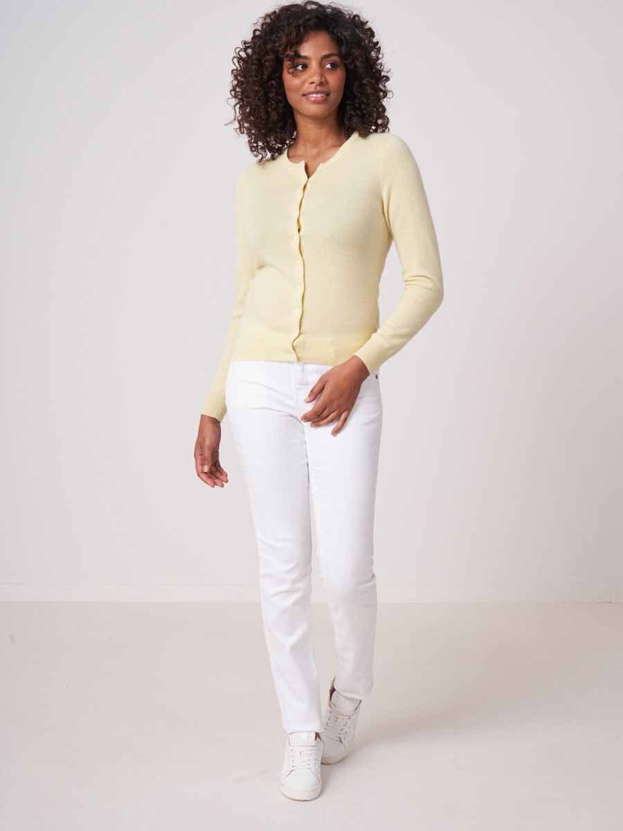 Basic organisch cashmere vest met ronde hals image number 3