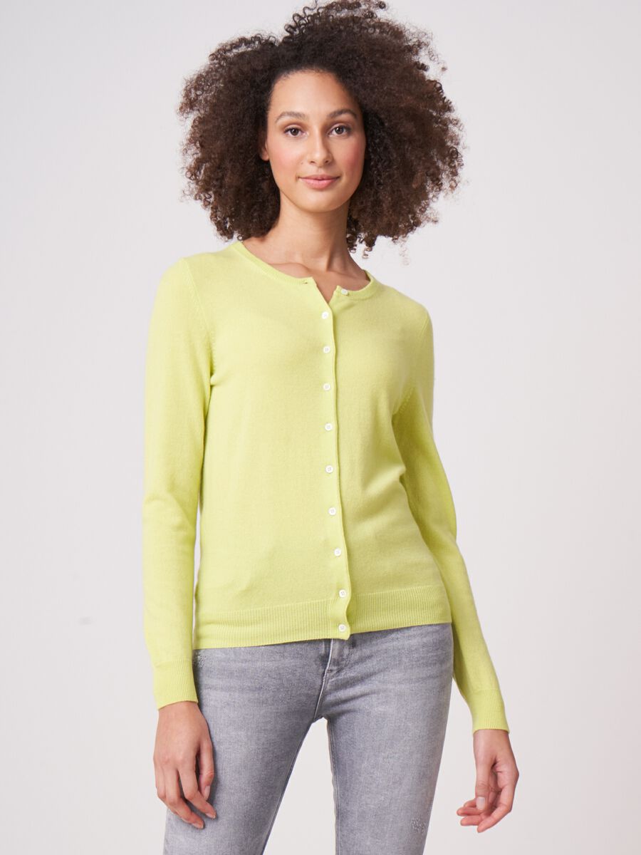 Basic pure cashmere cardigan with round neck image number 0