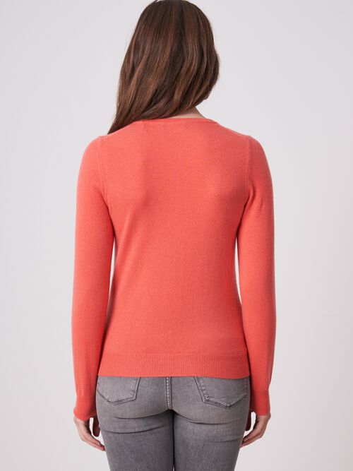 Basic pure cashmere cardigan with round neck