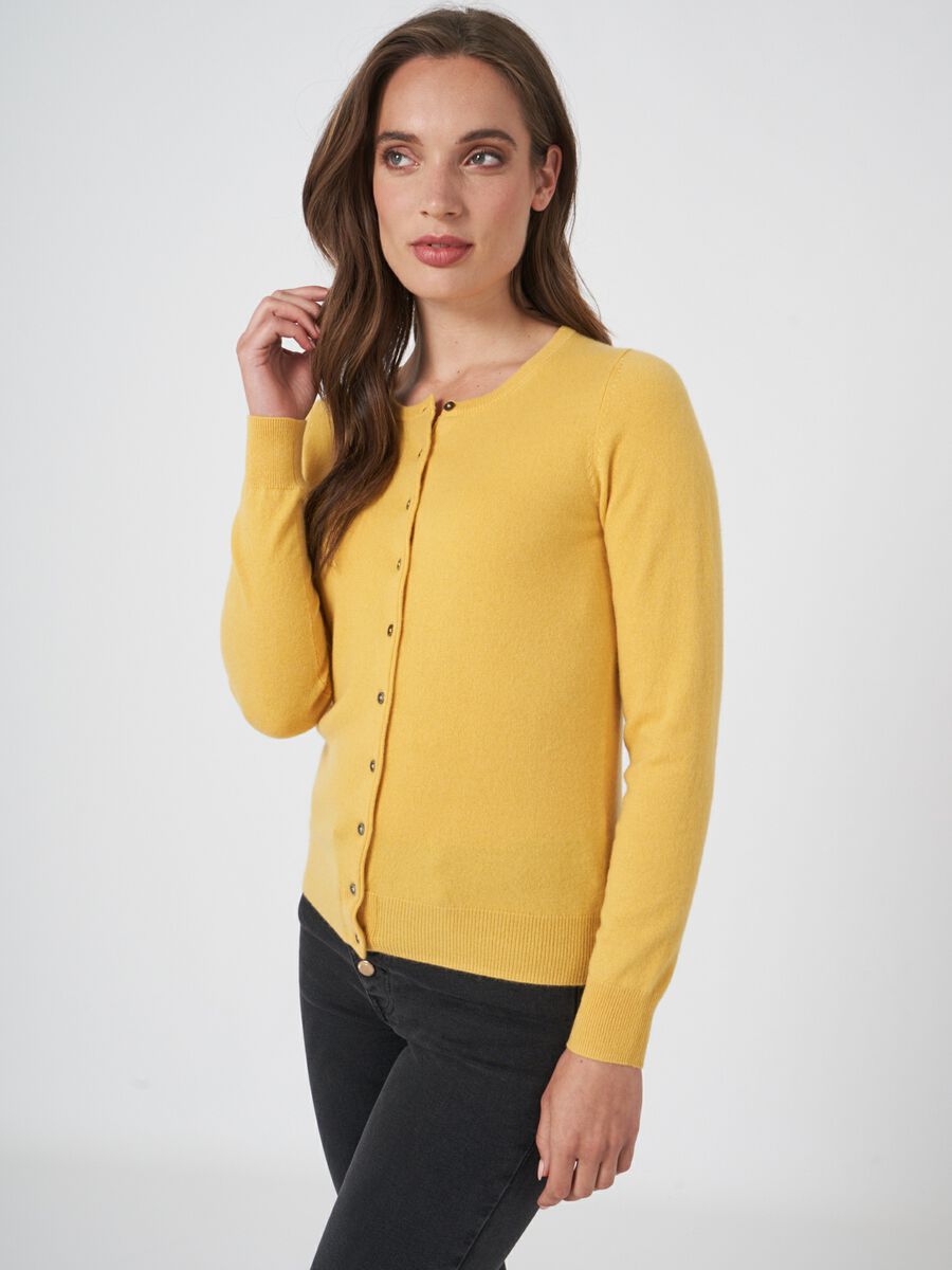 Basic pure cashmere cardigan with round neck image number 0