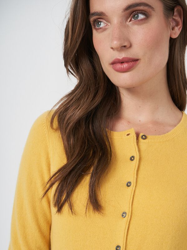 Basic organisch cashmere vest met ronde hals image number 3