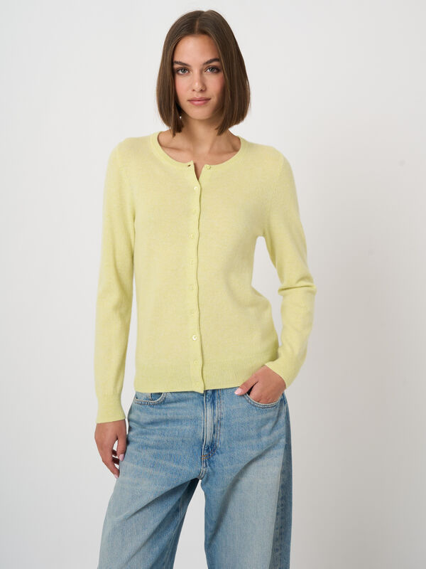 Basic organisch cashmere vest met ronde hals image number 0