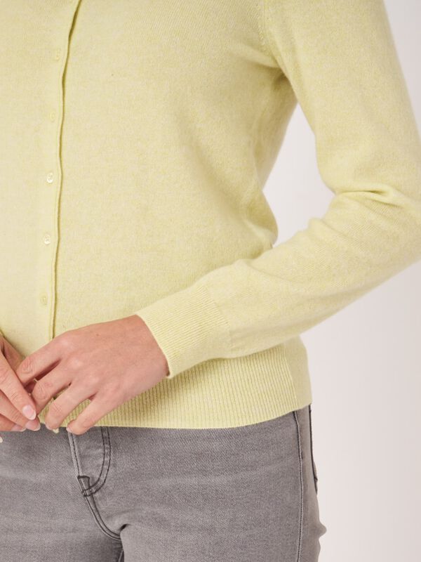 Basic organic cashmere cardigan with round neck image number 2