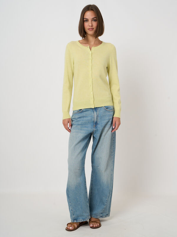 Basic organisch cashmere vest met ronde hals image number 2